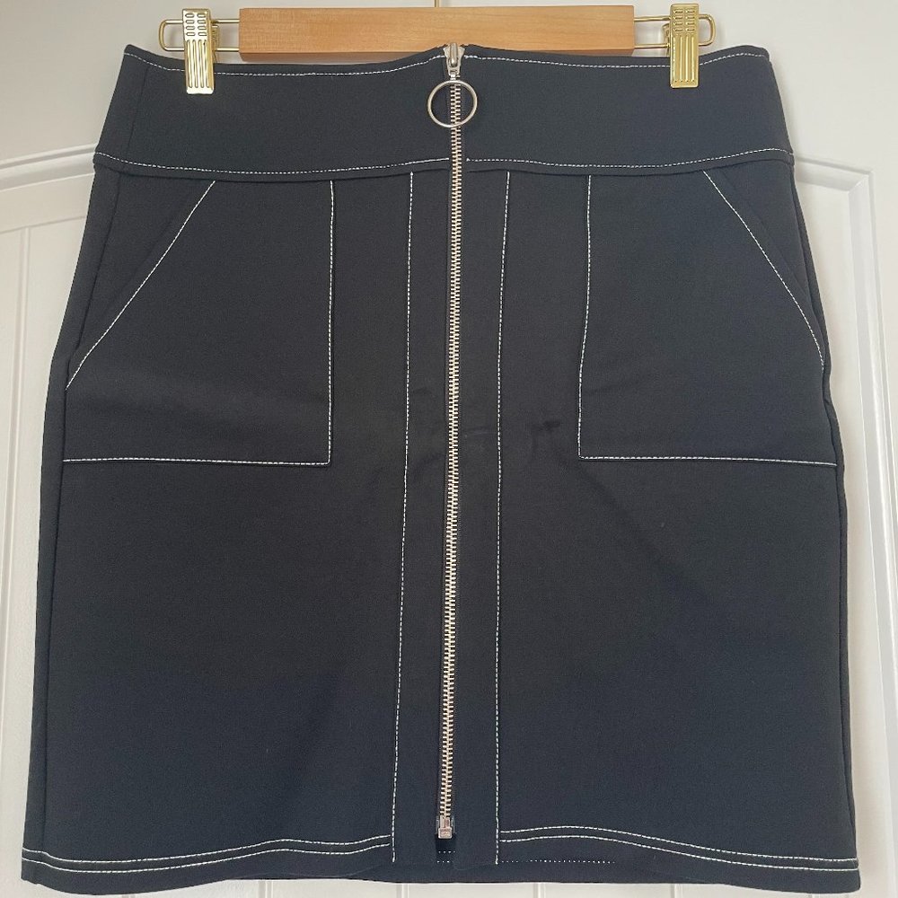 INC Black Zip Front Skirt Size S